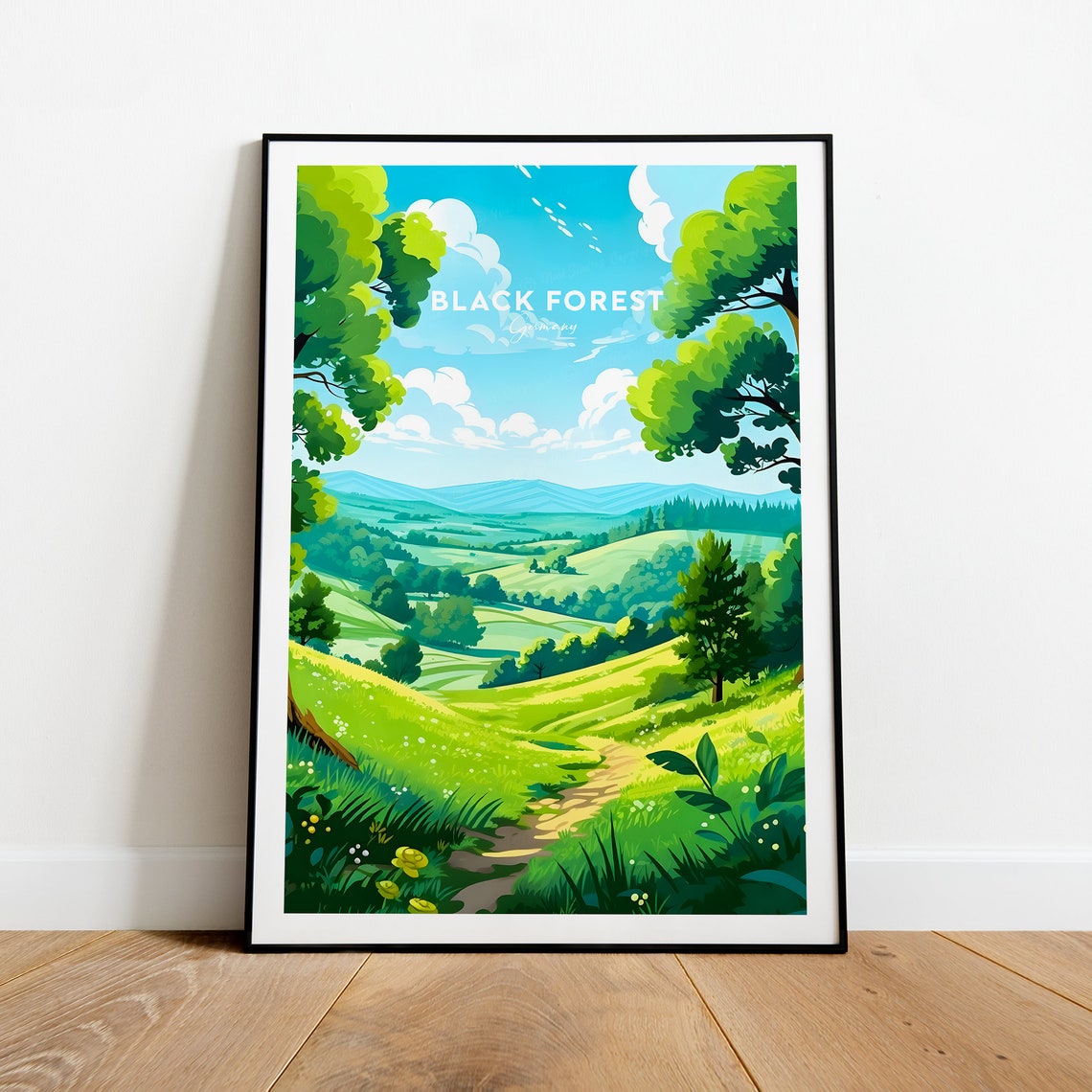 Black Forest Germany Lush Green Valley Hiking Trail View Poster