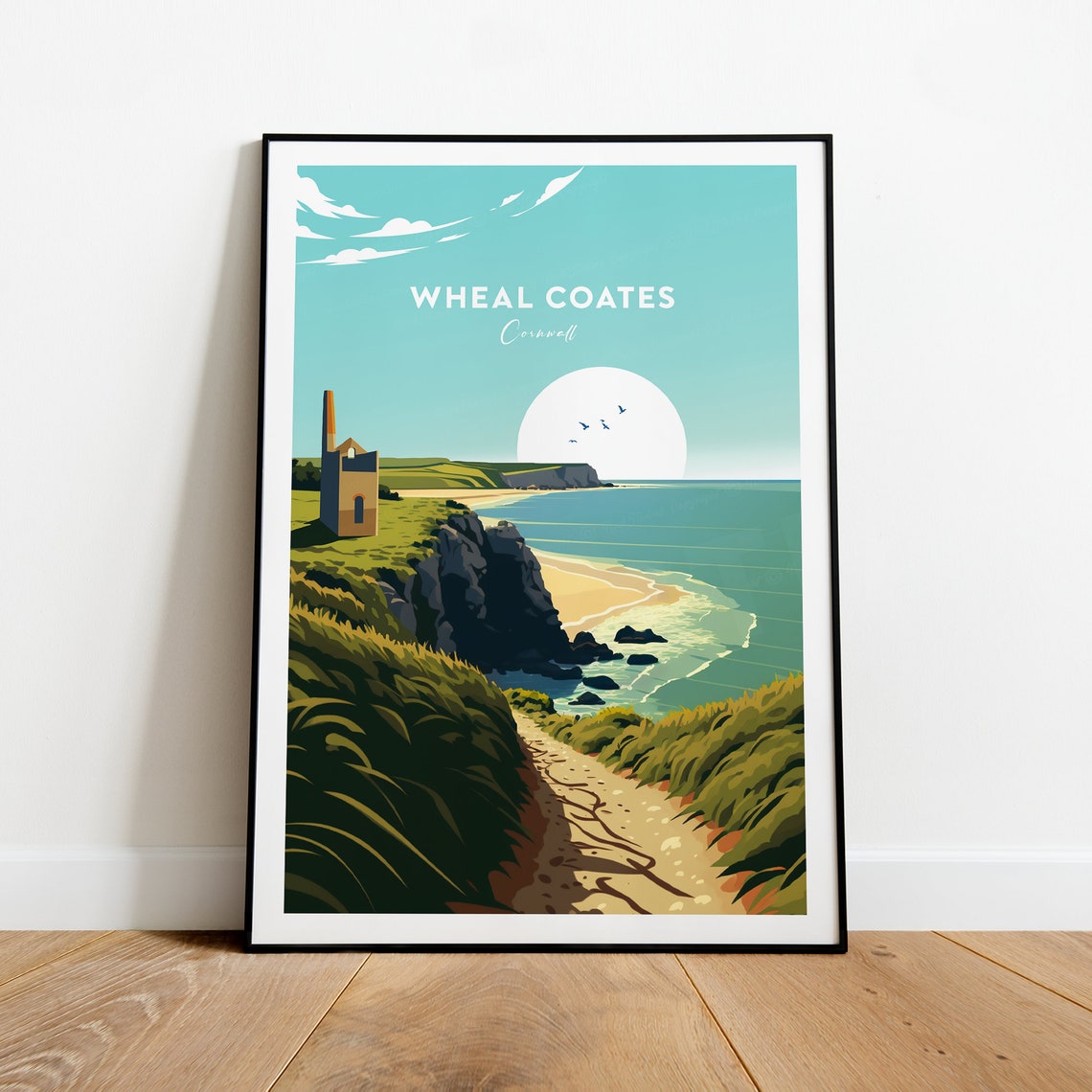 Wheal Coates Cornwall Engine House Cliff Path Vintage Travel Poster