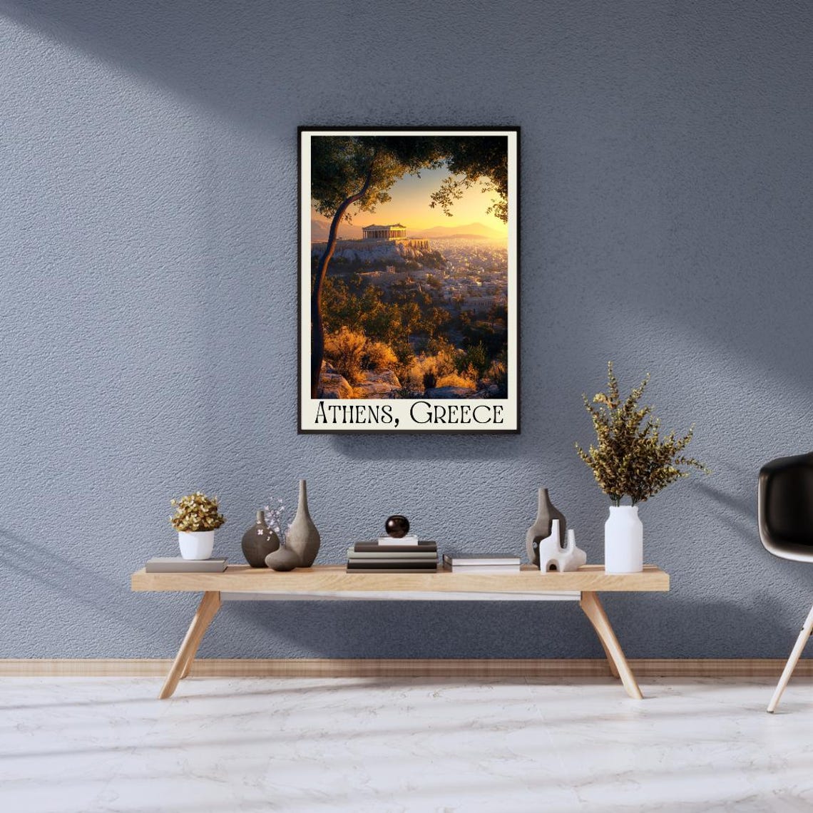 Athens Greece Travel Poster with Acropolis Sunset and Olive Trees - Image 5