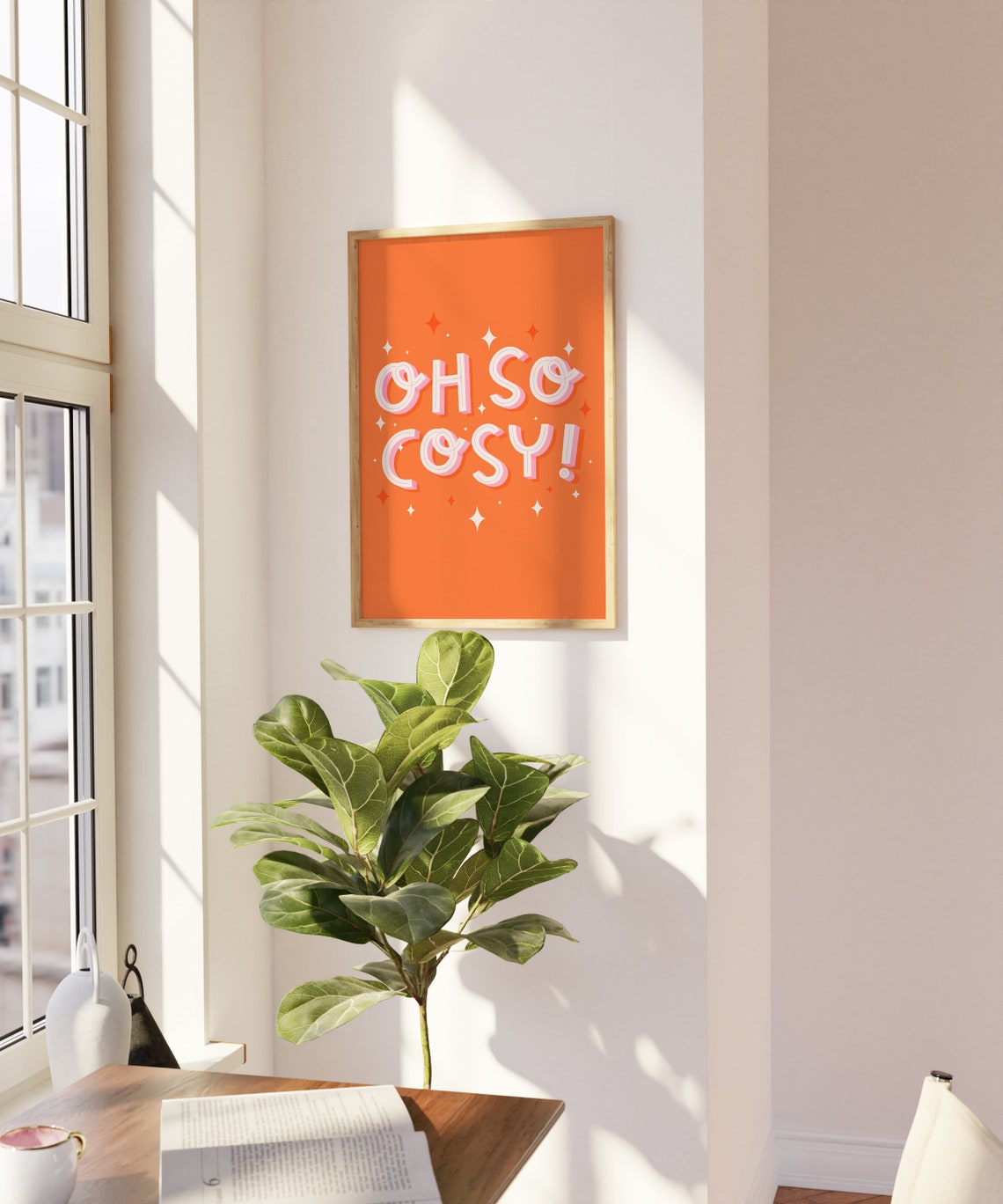 Oh So Cosy Retro Orange Sparkle Typography Fall Decor Poster - Image 2