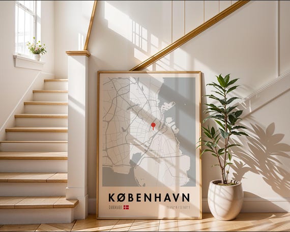 Copenhagen City Map Print, Scandinavian Art Poster