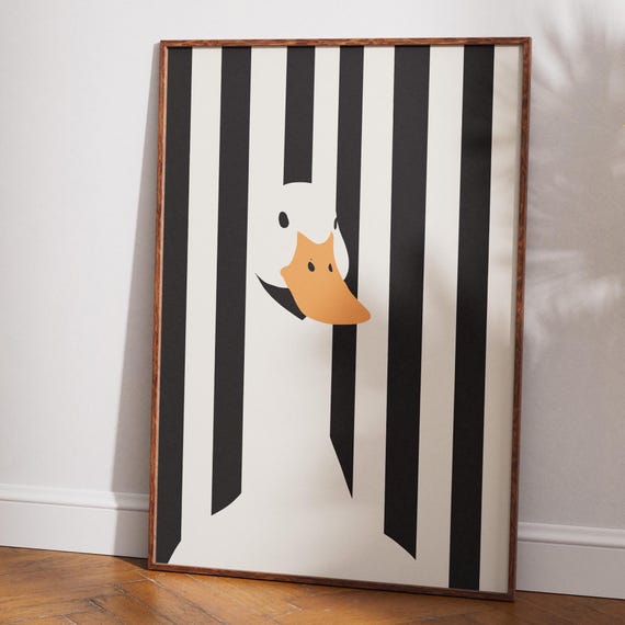 Minimalist Duck Art Print Cute Wall Decor Apartment Trendy Poster