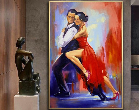 Dancing Couple Oil Painting Original Flamenco Dancer Romantic Painting For Bedroom Dance Art Couple In Love Art Romantic Couple Wall Art