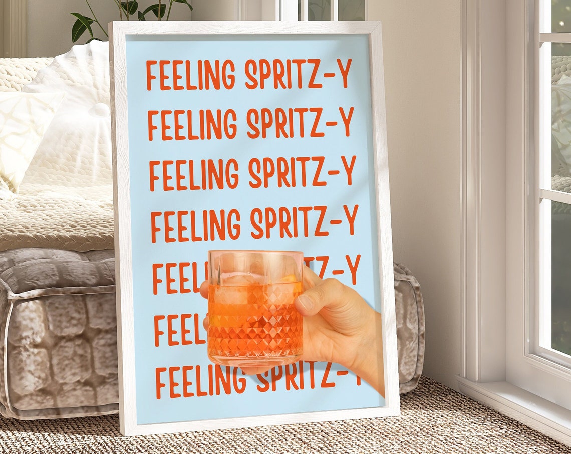 Feeling Spritz-Y Aperol Spritz Cocktail Photo Retro Bar Cart Wall Art