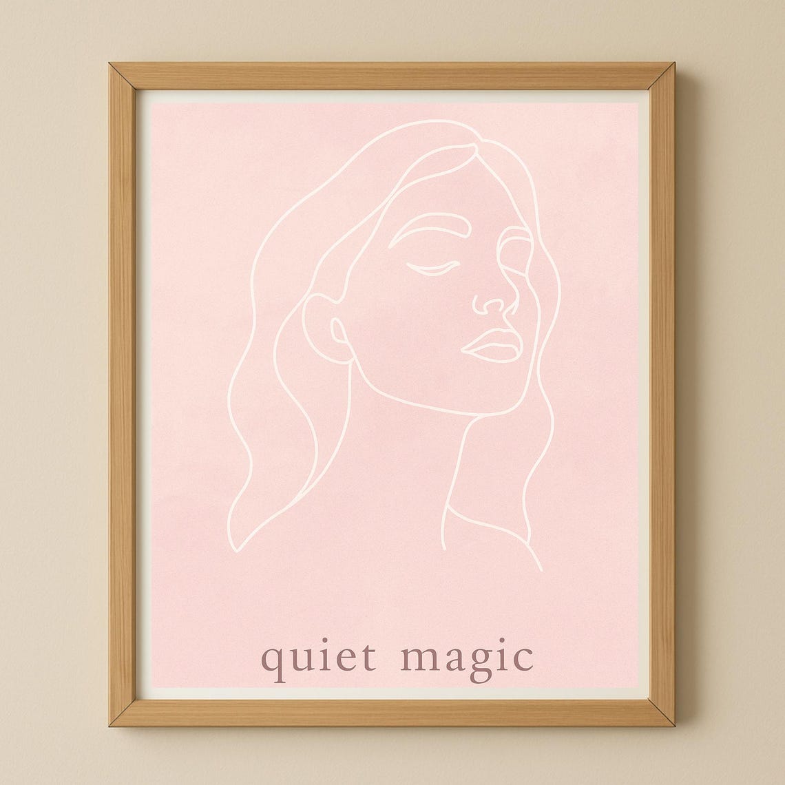 Quiet Magic Blush Pink Line Art Woman Face Minimalist Poster