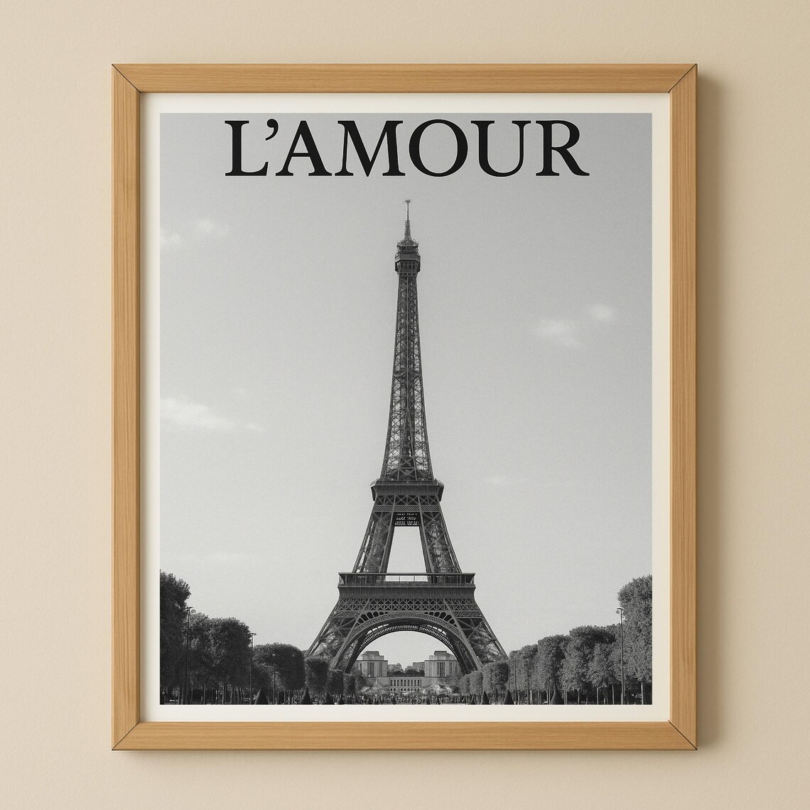 L'Amour Eiffel Tower Black And White Paris Photography Poster