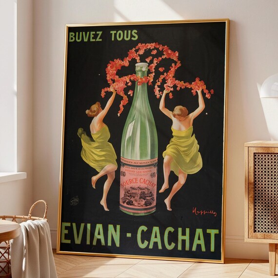 Vintage Poster Eviancachat Print Bar Cart Decor Art Nouveau French Advertisement Retro Wall
