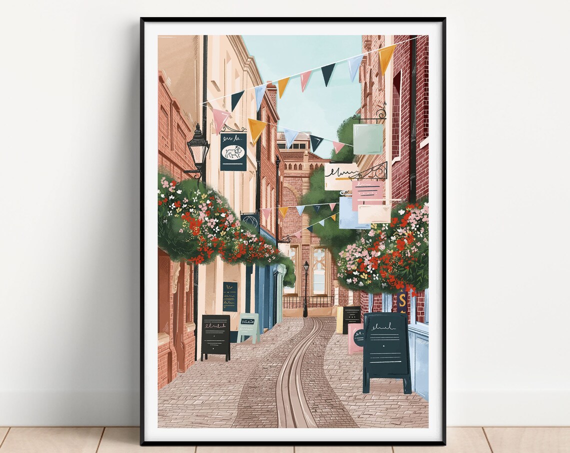 Exeter Gandy Street Travel Poster, Art Print