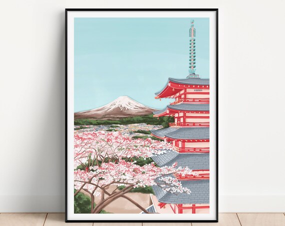 Kyoto Japan Travel Poster, Japan Art Print