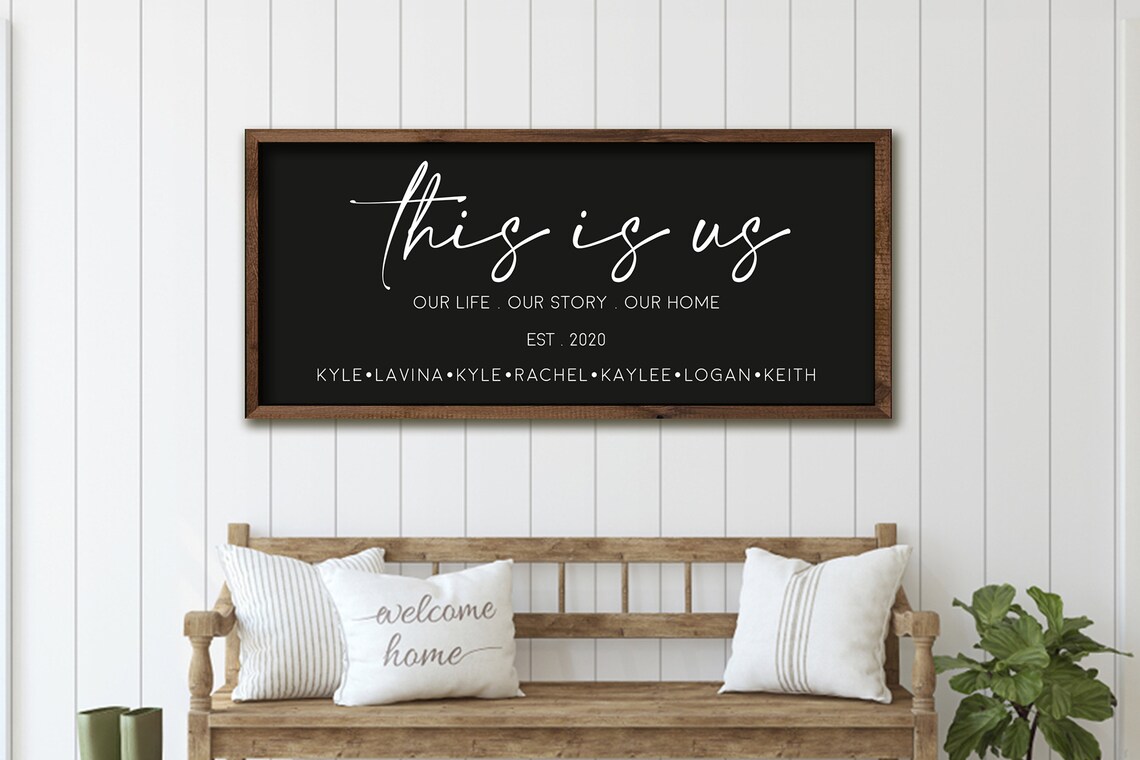 This Is Us Our Life Our Story Our Home Family Names Black Sign Poster - Image 3