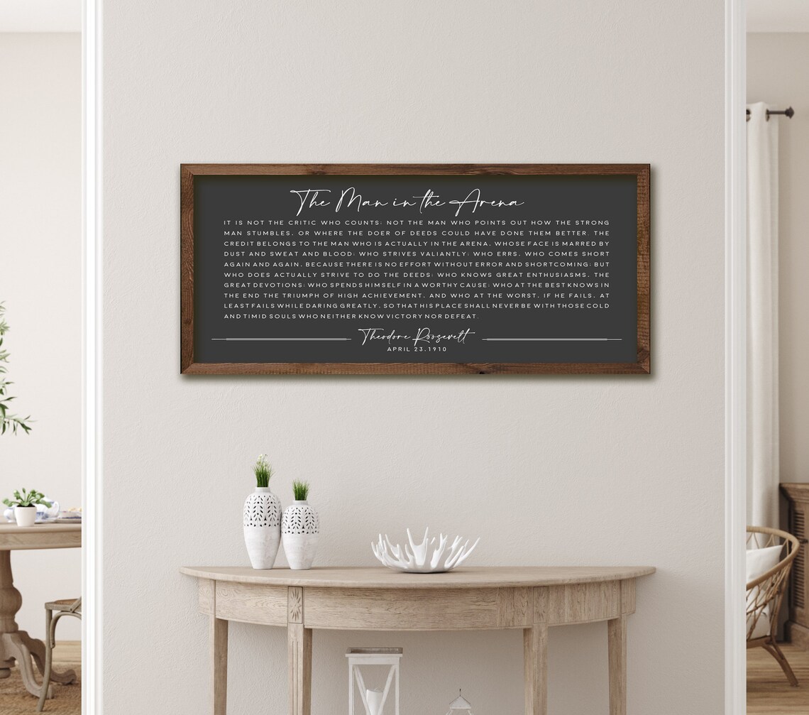 The Man In The Arena Inspirational Sign, Office Decor