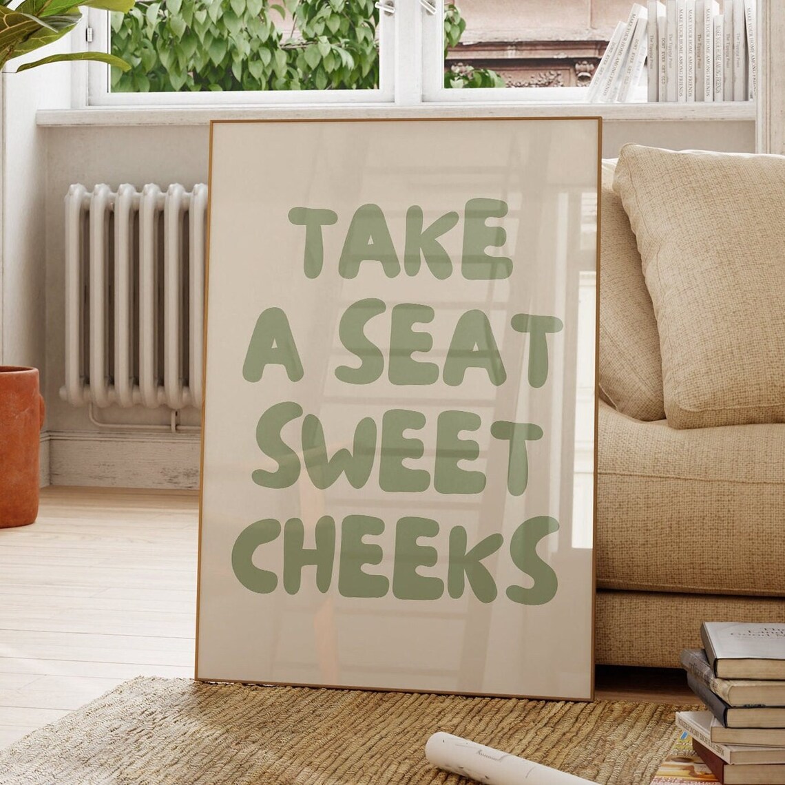 Take A Seat Sweet Cheeks Retro Bathroom Wall Art Print