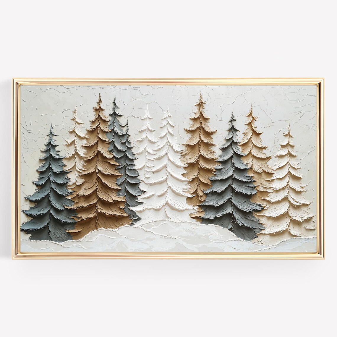Winter Abstract Trees Christmas Art Print, Neutral