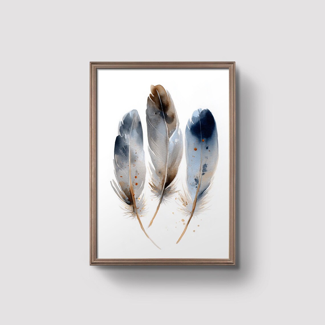 Watercolor Feathers Print Boho Wall Art Neutral Feather Illustration Minimalist Nature Prints
