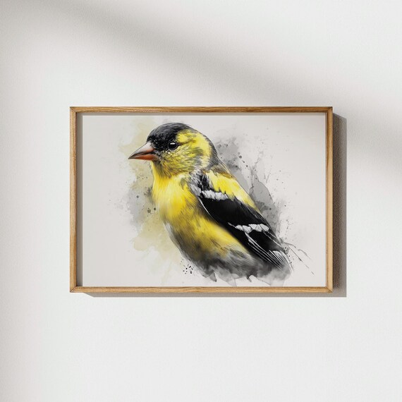 Goldfinch Bird Art Watercolor Print Songbird Illustration Nature Wall Decor Lover Gift Wildlife Spring Prints