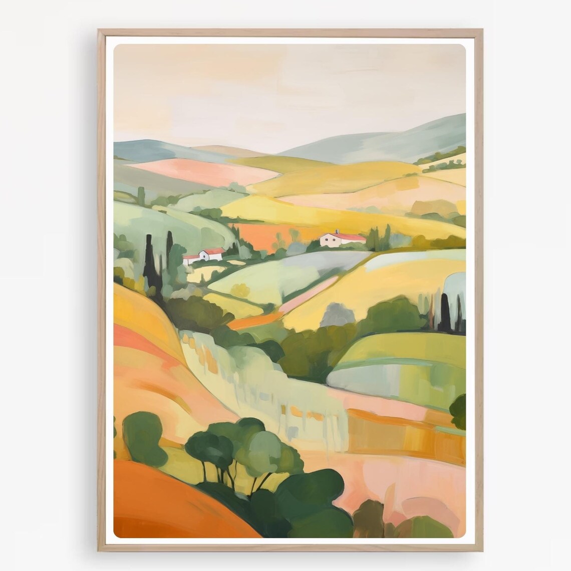 Tuscany Colorful Rolling Hills Painting Cypress Villa Landscape Poster - Image 4
