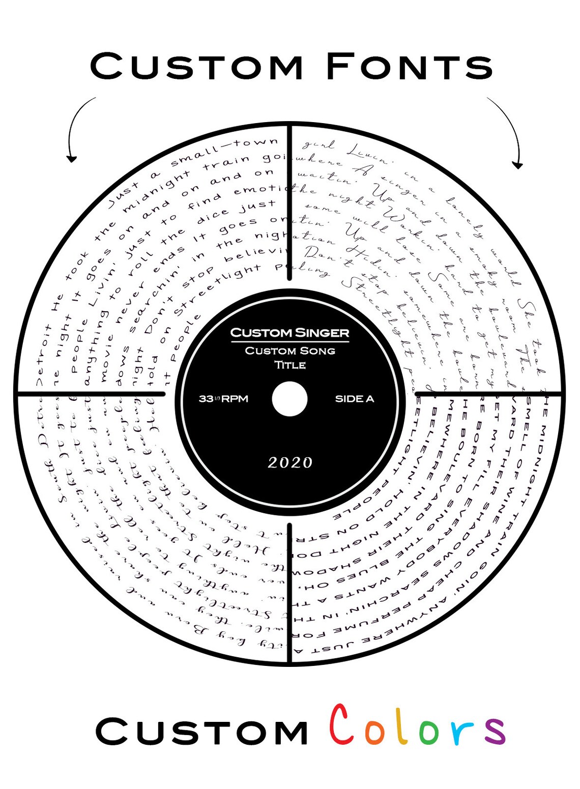 Custom Vinyl Song Lyrics Wall Art, Personalized - Image 2