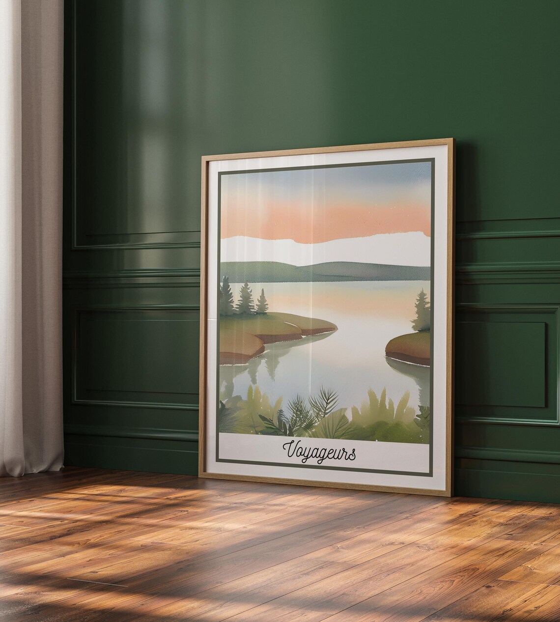 Voyageurs National Park Minnesota Lake Sunset Watercolor Poster