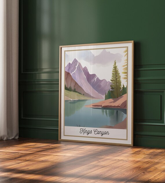 Kings Canyon National Park Watercolor Alpine Lake Mountain Poster