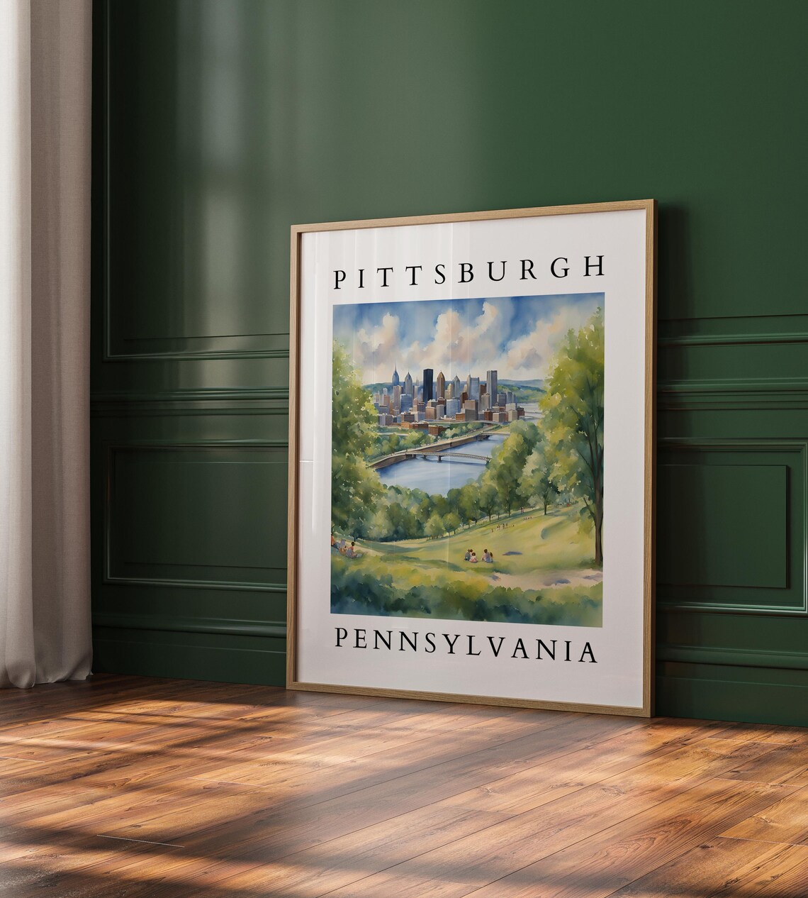 Pittsburgh Pennsylvania Skyline Watercolor Art Print