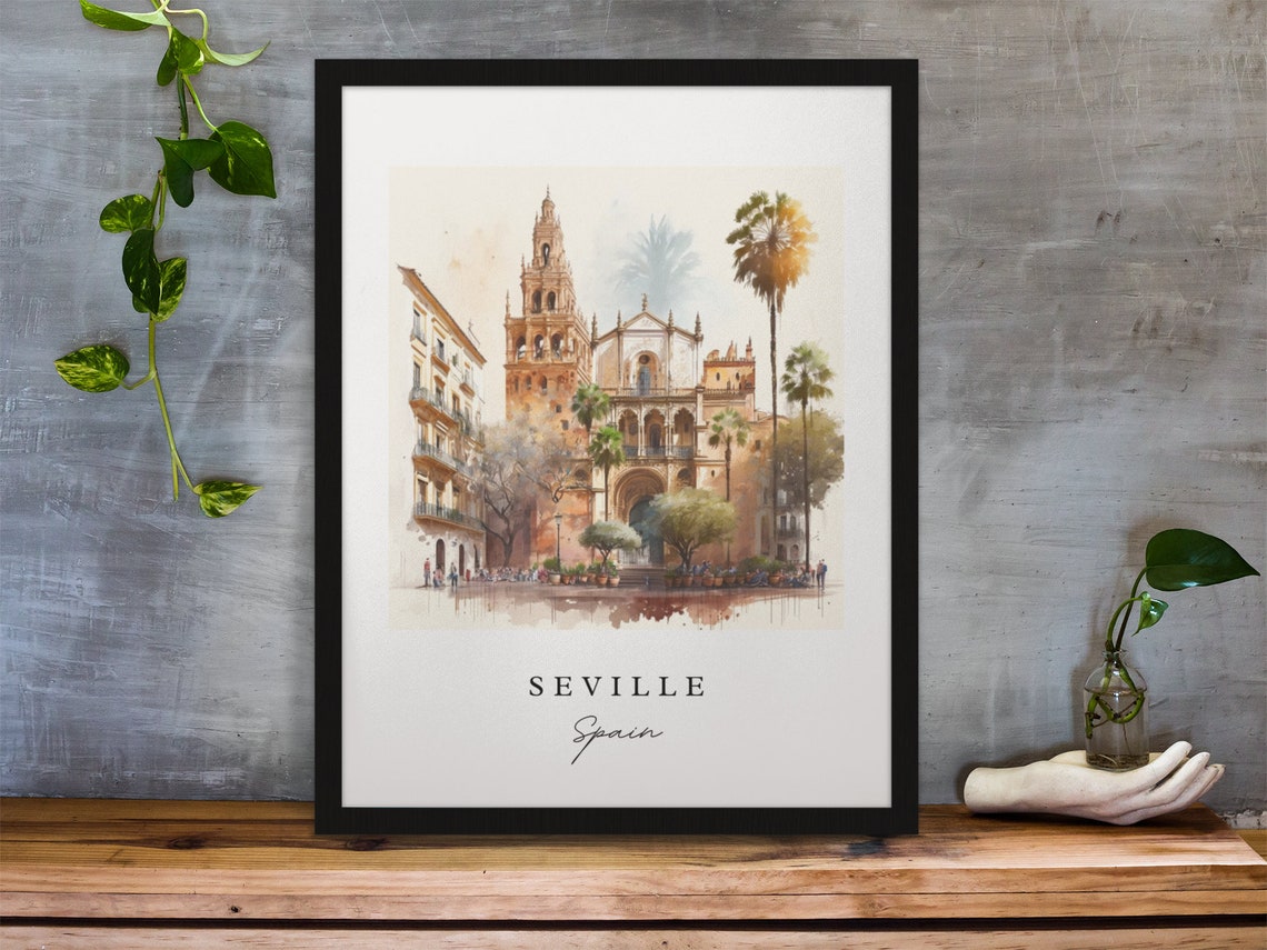 Seville Spain Travel Poster, Custom Text Personalized - Image 2