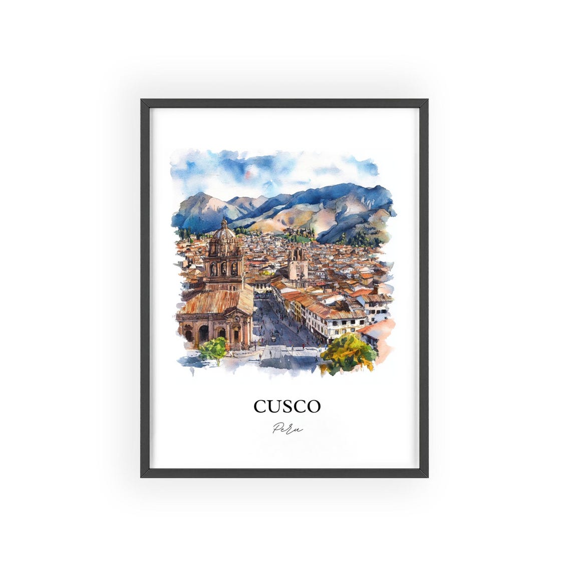 Cusco Peru Wall Art Print Watercolor Gift Travel Poster Housewarming - Image 2