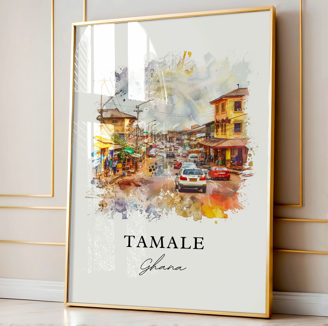 Tamale Ghana Watercolor Travel Poster, Housewarming - Image 4