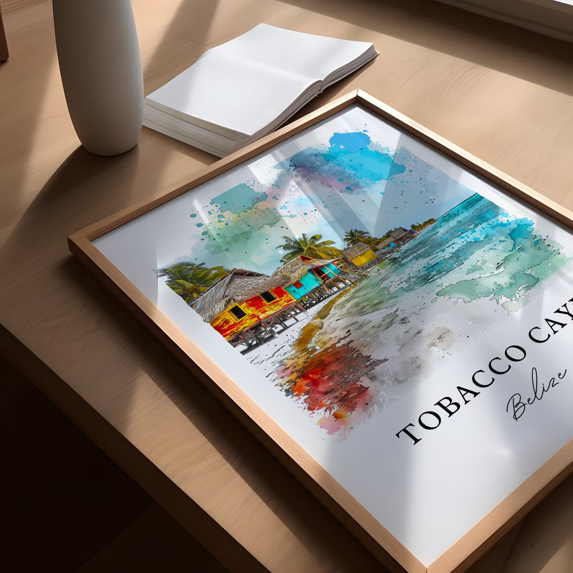 Tobacco Caye Wall Art Print Watercolor Belize Gift Travel Poster Housewarming - Image 5