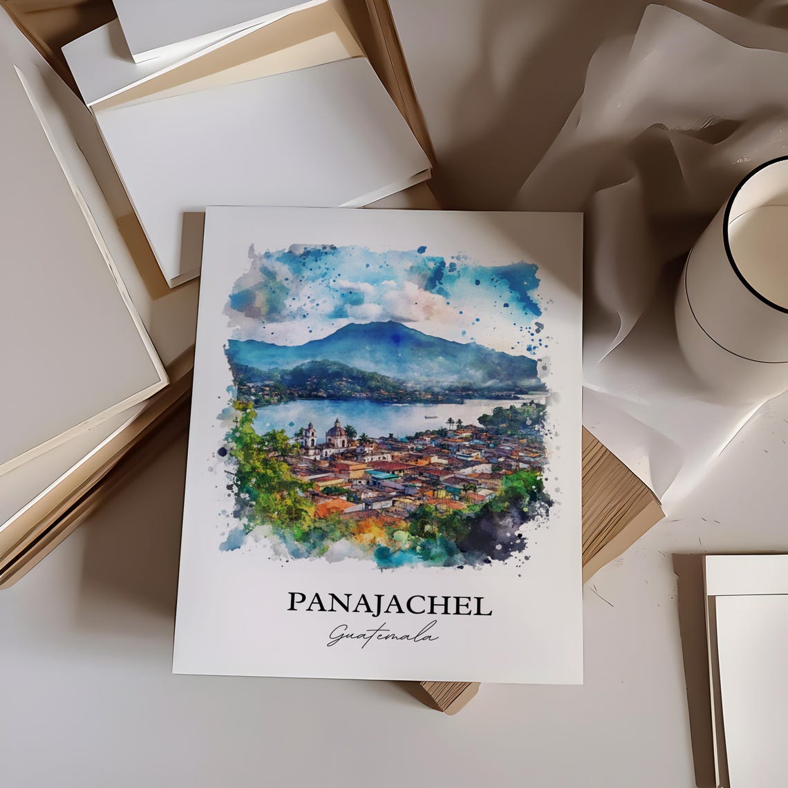 Panajachel Wall Art Guatemala Print Watercolor Gift Travel Poster Housewarming - Image 2