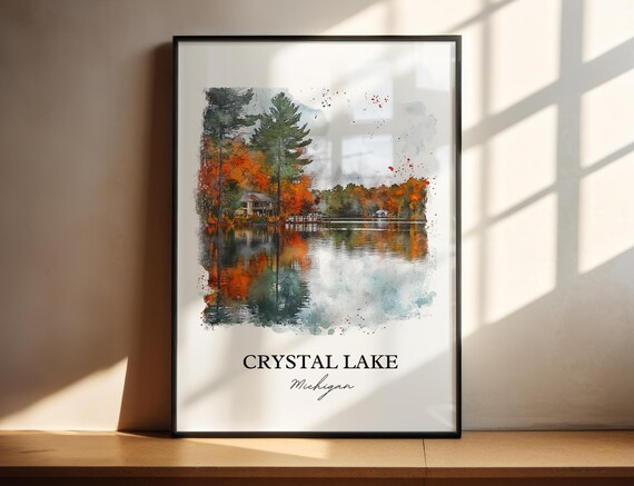 Crystal Lake Michigan Autumn Cabin Foliage Reflection Poster