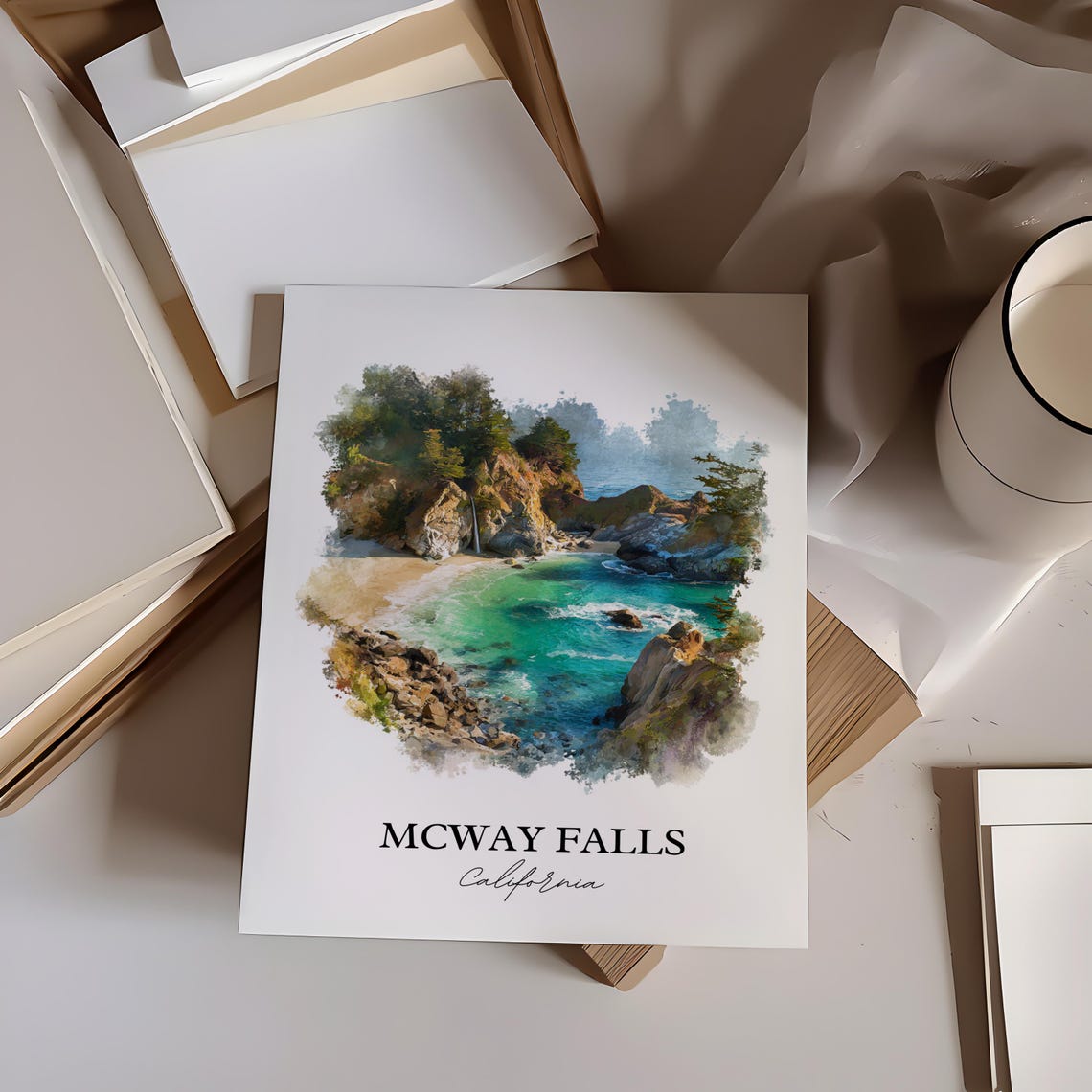McWay Falls California Stunning Big Sur Coastal Waterfall Art Poster - Image 4