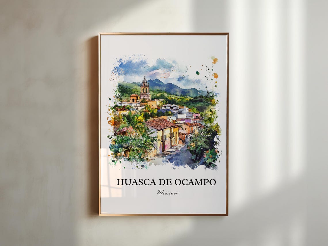 Huasca De Ocampo Wall Art Hidalgo State Print Mexico Watercolor Gift Travel Poster Housewarming - Image 5