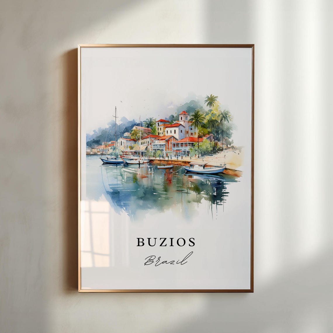 Buzios Brazil Wall Art Poster Armao Dos Bzios Gift Birthday Present Custom Text Personalized