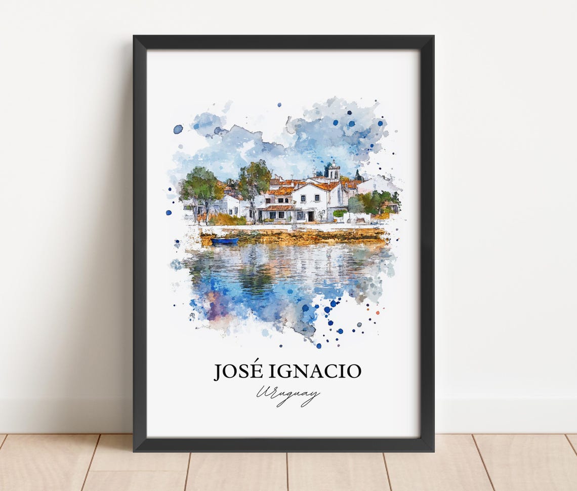 José Ignacio Uruguay Watercolor Coastal Village Beach Poster - Image 3