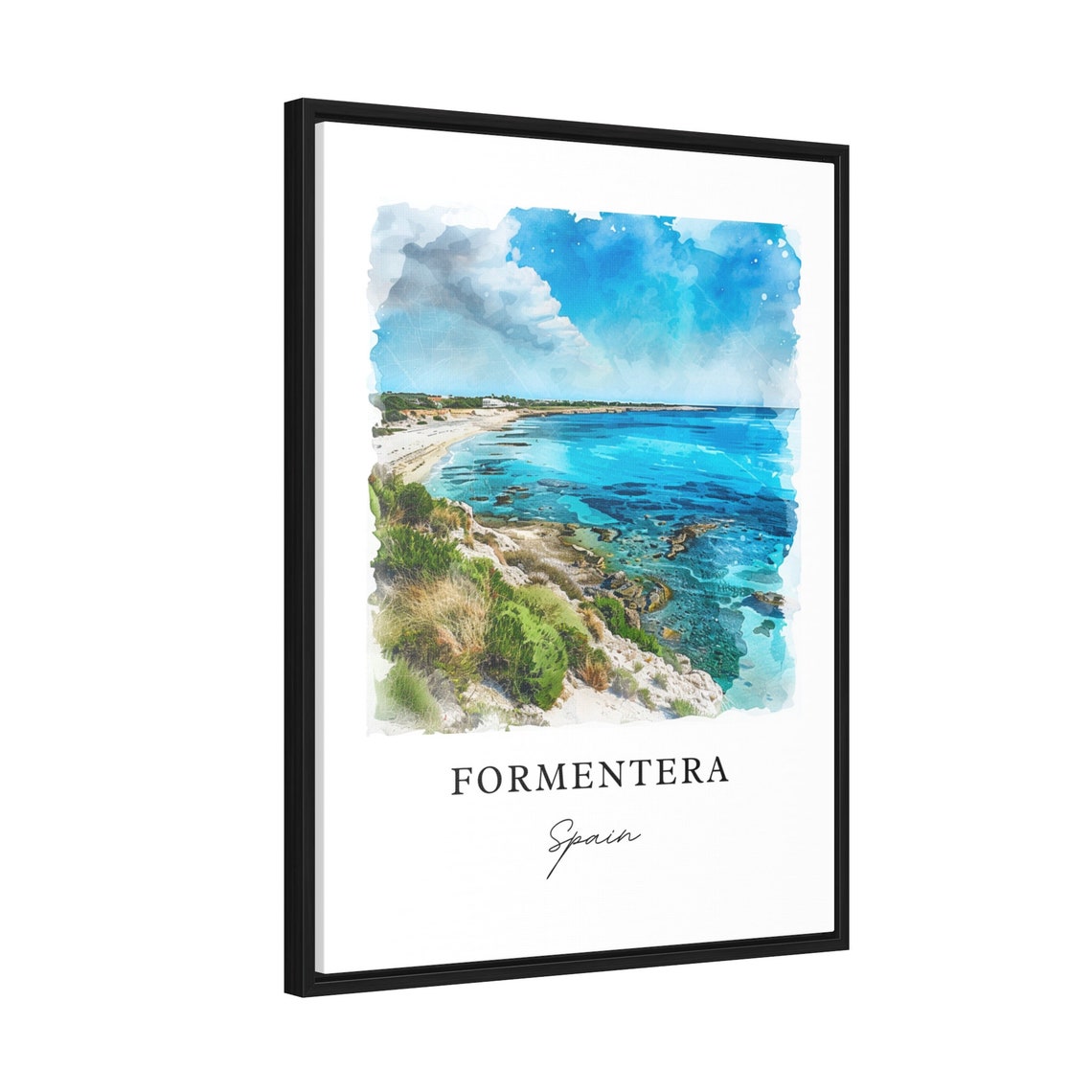 Formentera Spain Turquoise Beach Watercolor Island Coast Poster - Image 2