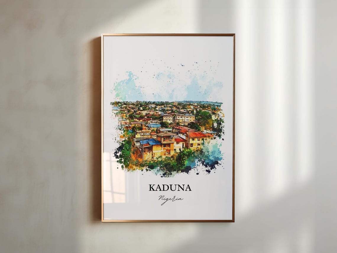 Kaduna Nigeria Rooftop Aerial Watercolor Cityscape Art Poster - Image 6