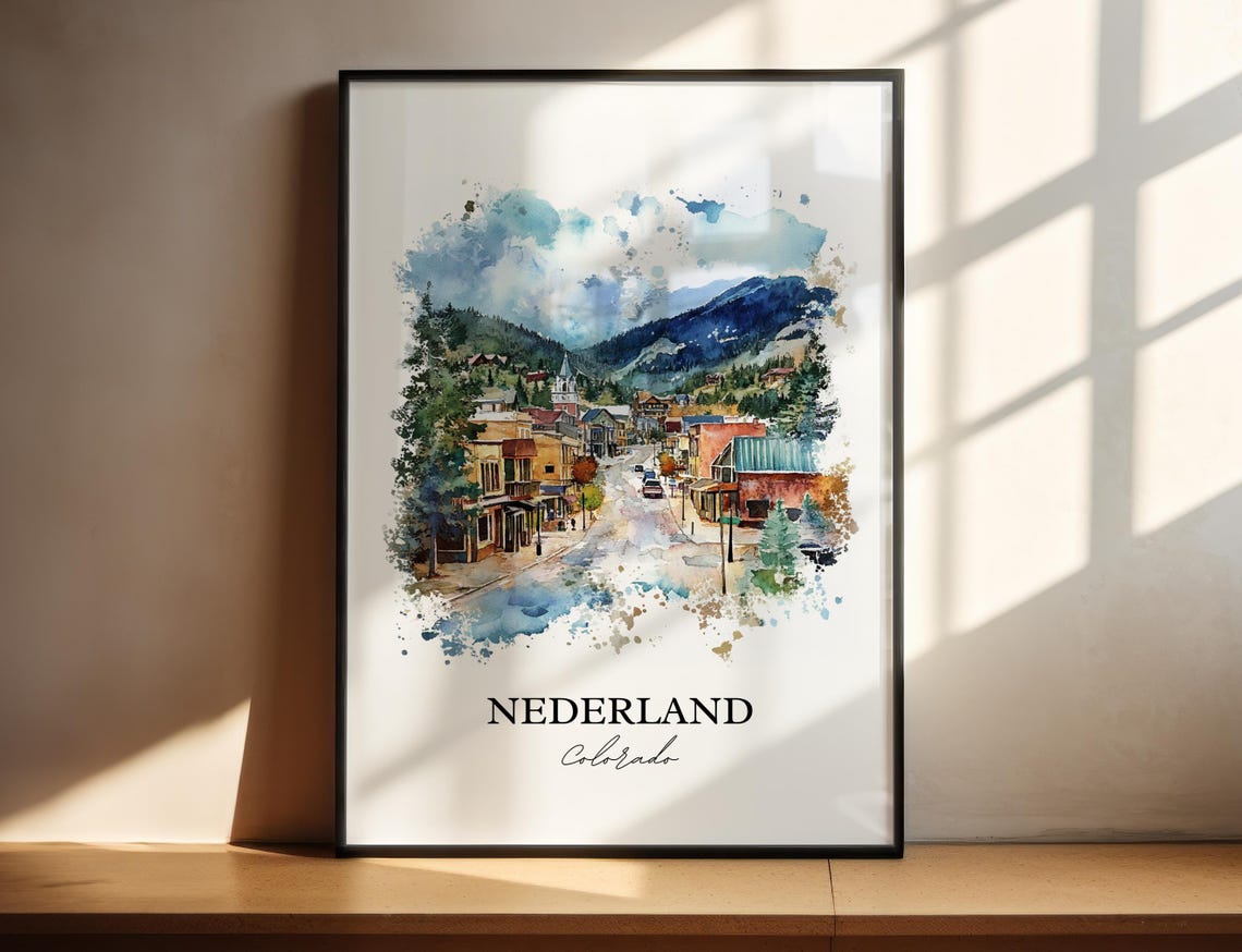 Nederland Colorado Pine Mountain Town Watercolor Travel Gift Poster