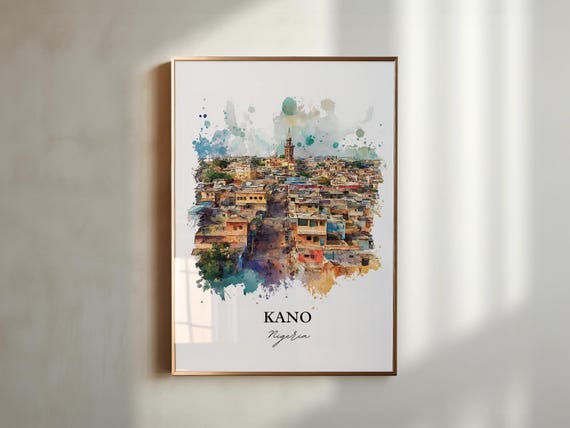 Kano Nigeria Wall Art Print Watercolor Gift Travel Poster Housewarming