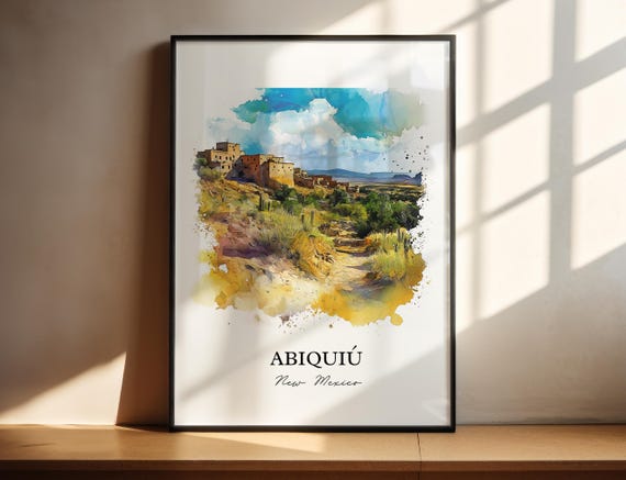 Abiqui Nm Wall Art Print New Mexico Watercolor Gift Travel Poster Housewarming