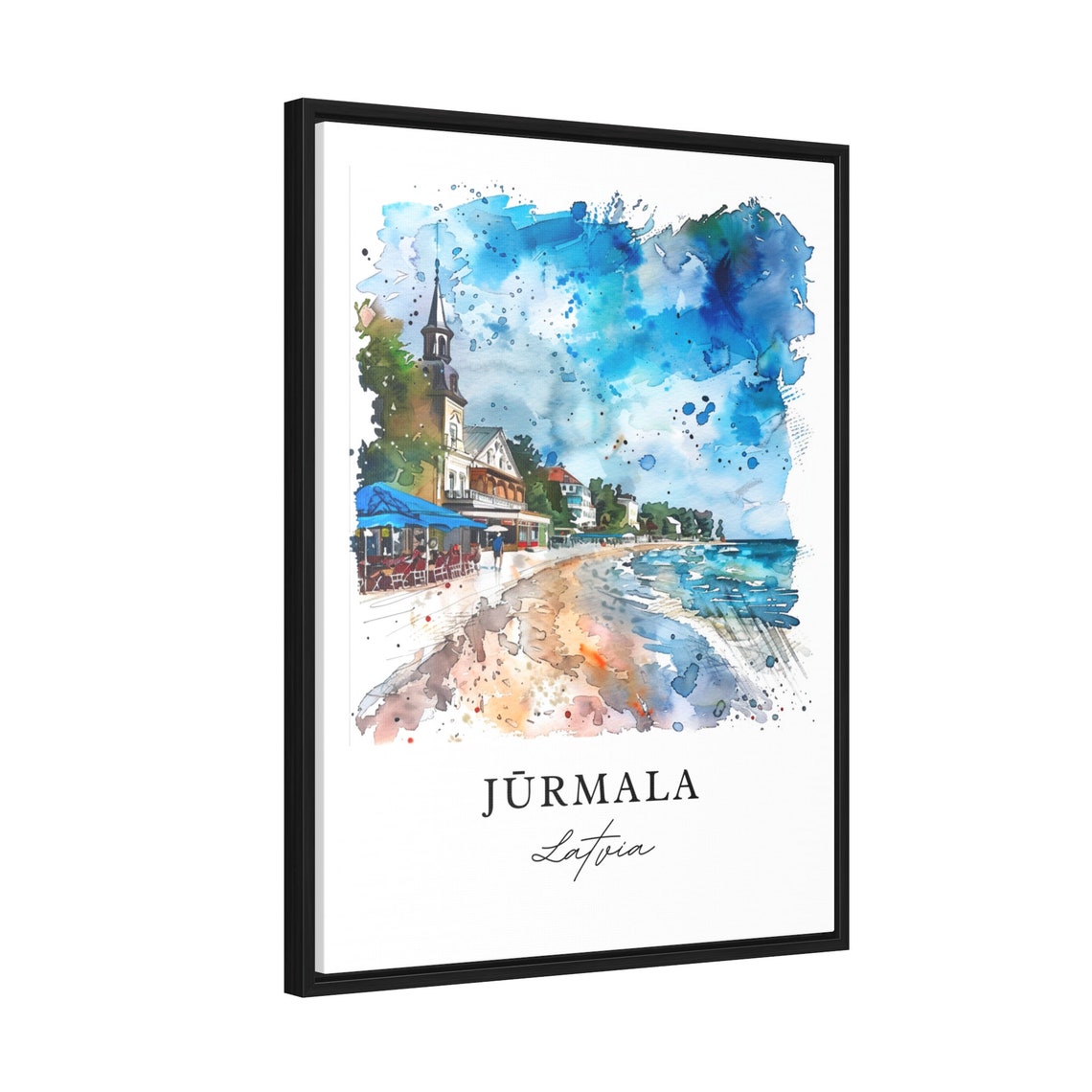 Jurmala Latvia Beach Promenade Watercolor Seaside Town Poster - Image 2