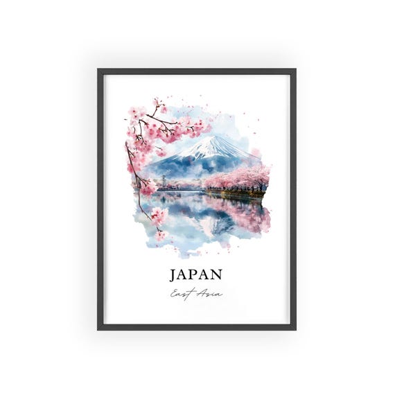 Japan Wall Art Cherry Blossoms Print Watercolor Gift Travel Poster Housewarming