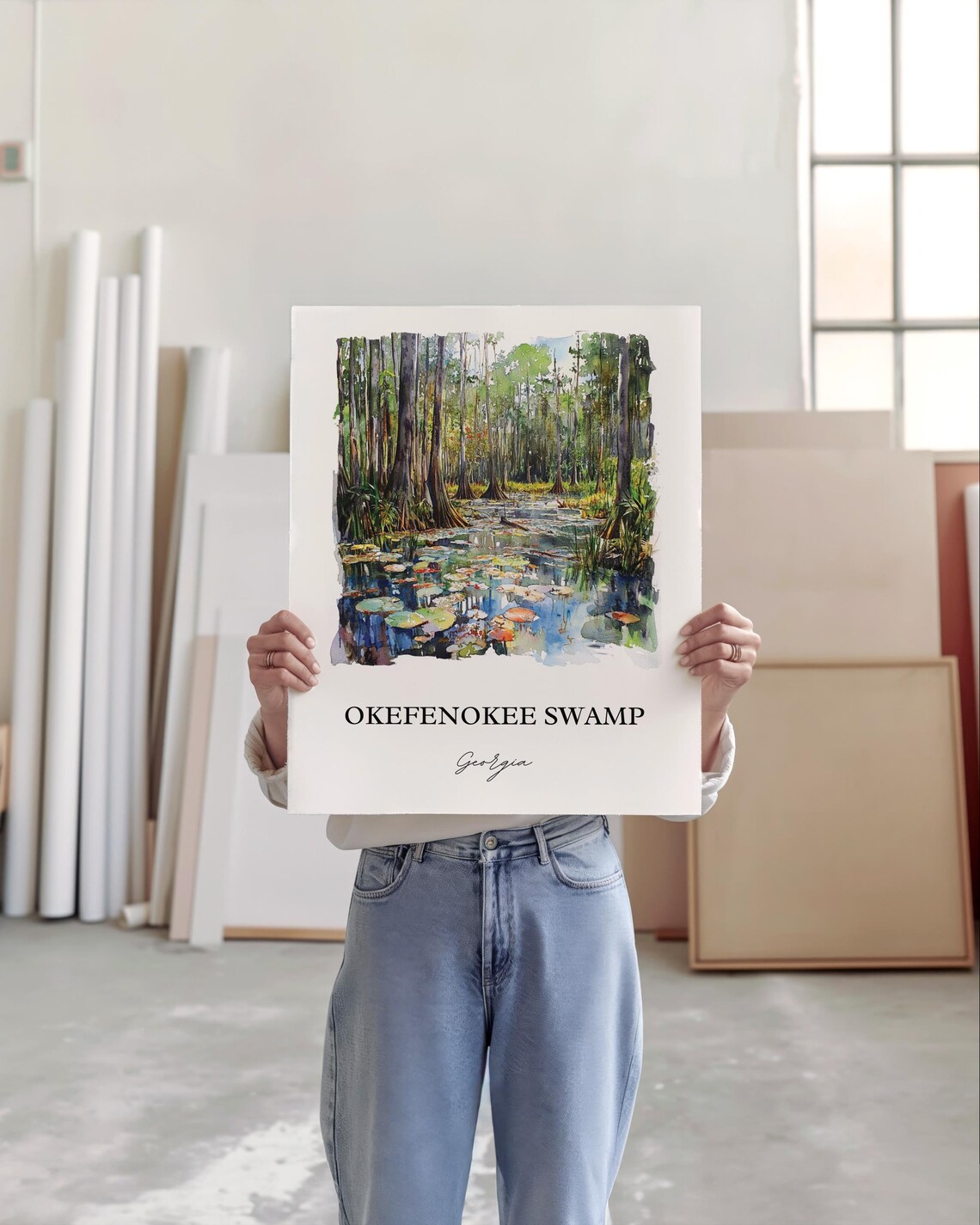 Okefenokee Swamp Watercolor Travel Poster, Georgia - Image 3