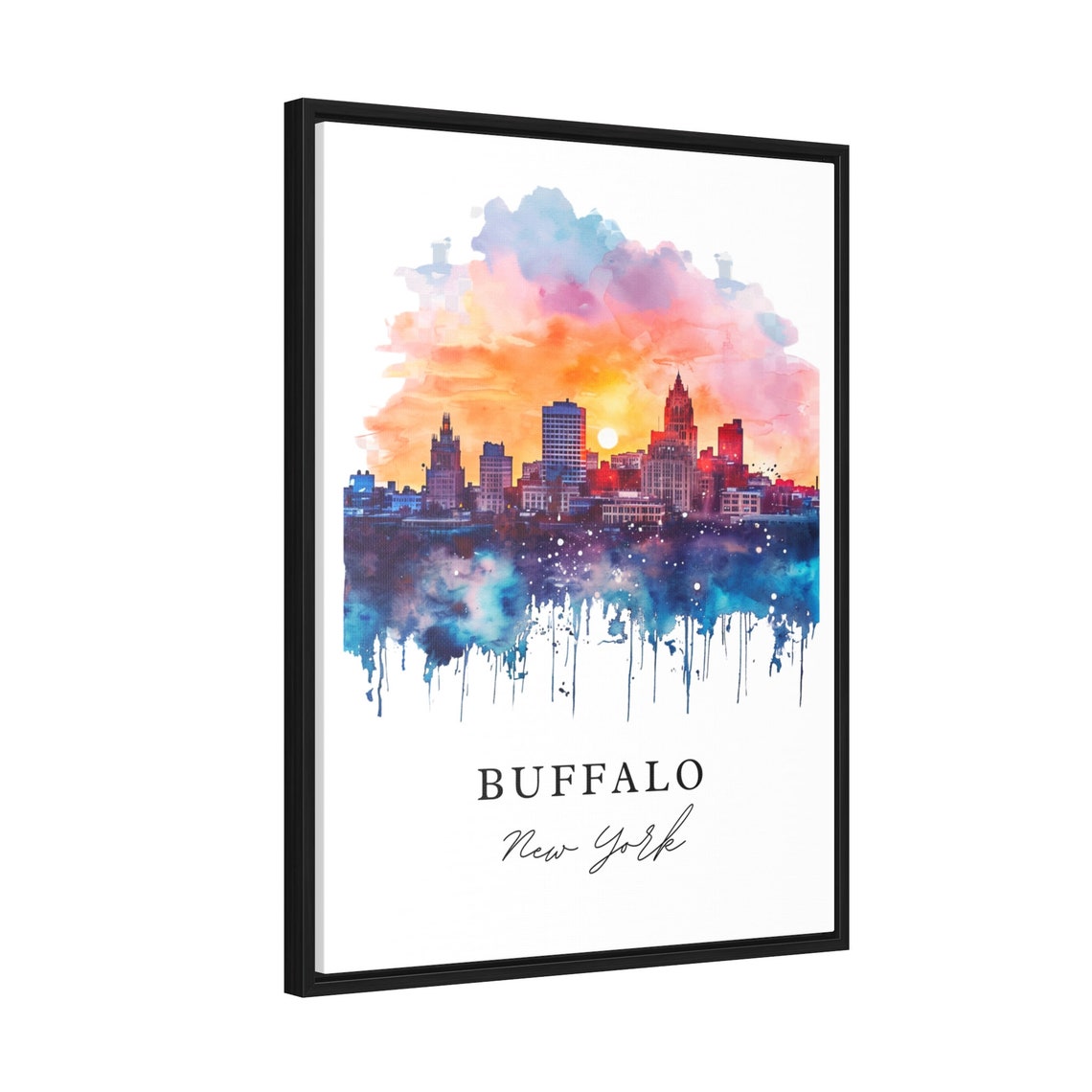 Buffalo NY Custom Text Cityscape Art Print - Image 2