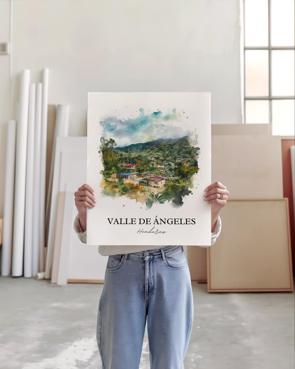 Valle De Ngeles Wall Art Honduras Print Watercolor Gift Travel Poster Housewarming - Image 4
