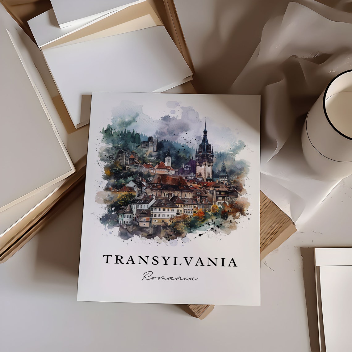 Transylvania Region Watercolor Travel Poster, Romania - Image 6