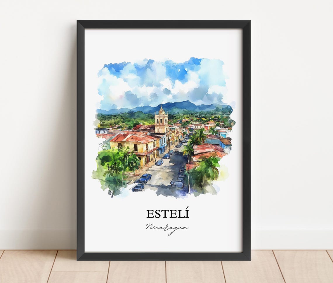 Estel Wall Art Nicaragua Print Watercolor Gift Travel Poster Housewarming - Image 4
