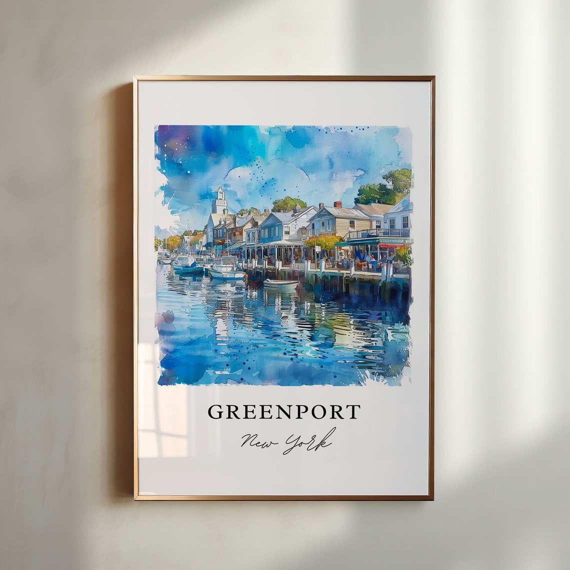 Greenport Ny Art Suffolk County Print Greenport Watercolor Greenport Long Island Gift Travel Print Travel Poster Housewarming Gift