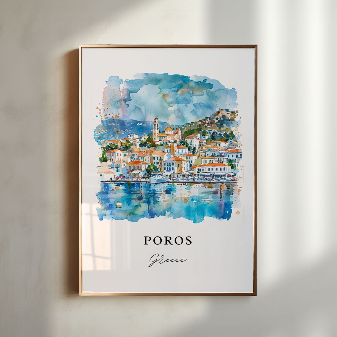 Poros Greece Watercolor Travel Poster Art Print