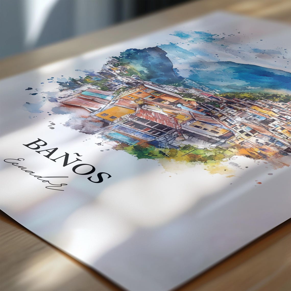 Baos Wall Art Ecuador Print Watercolor Gift Travel Poster Housewarming - Image 6