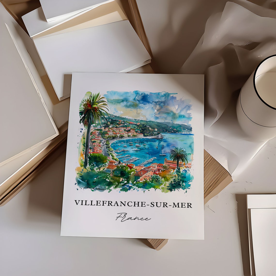 Villefranche-sur-Mer Watercolor Travel Poster, France - Image 6